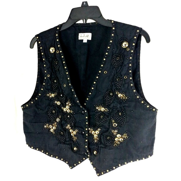 G. A. R Tops - G. A. R. Womens Decorated Shiny Vest Size Large